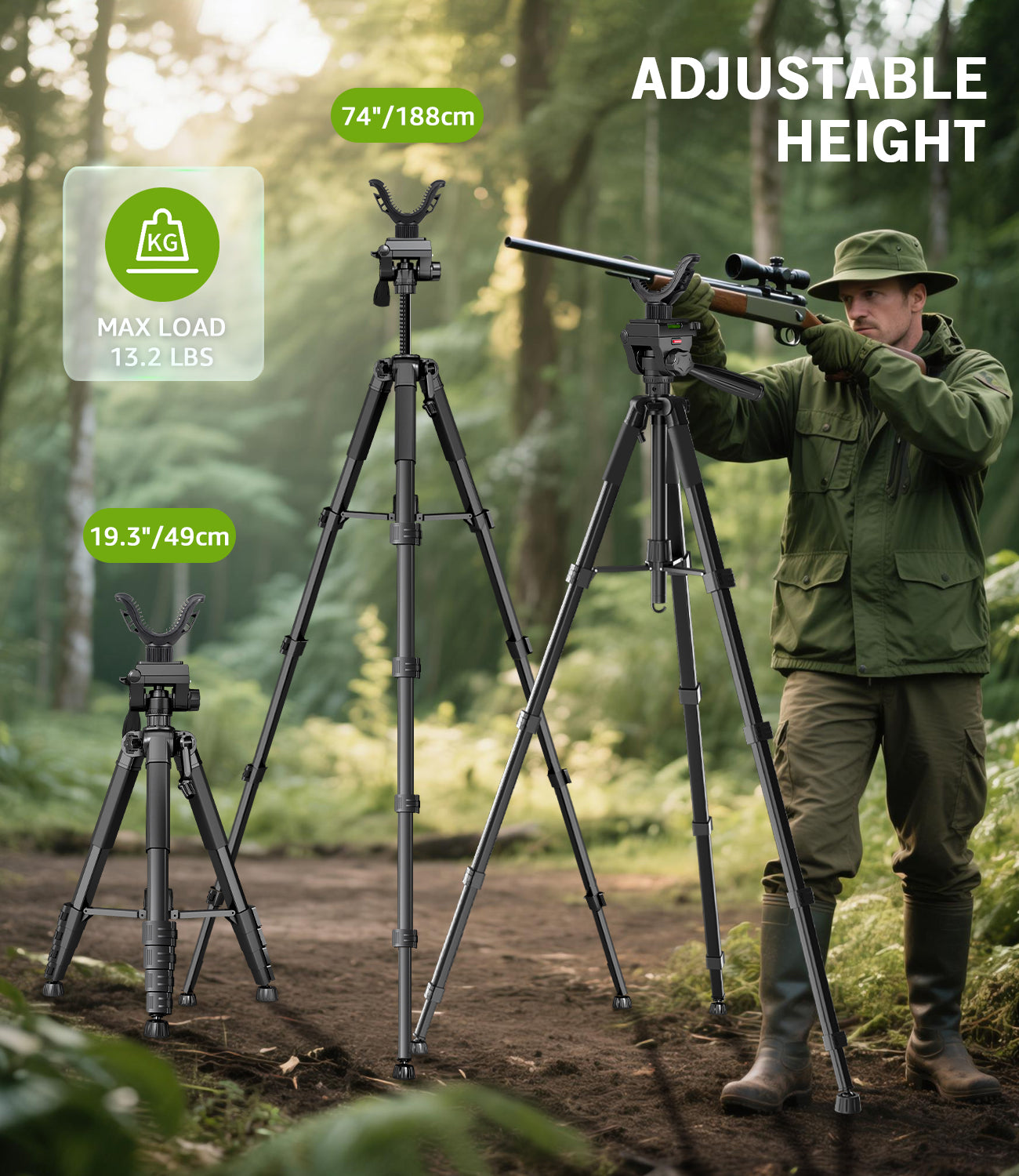LUSWEIMI Pro-74" Tactical Precision Shooting Tripod – Versatile Heavy-Duty Support for Outdoors & Hunting