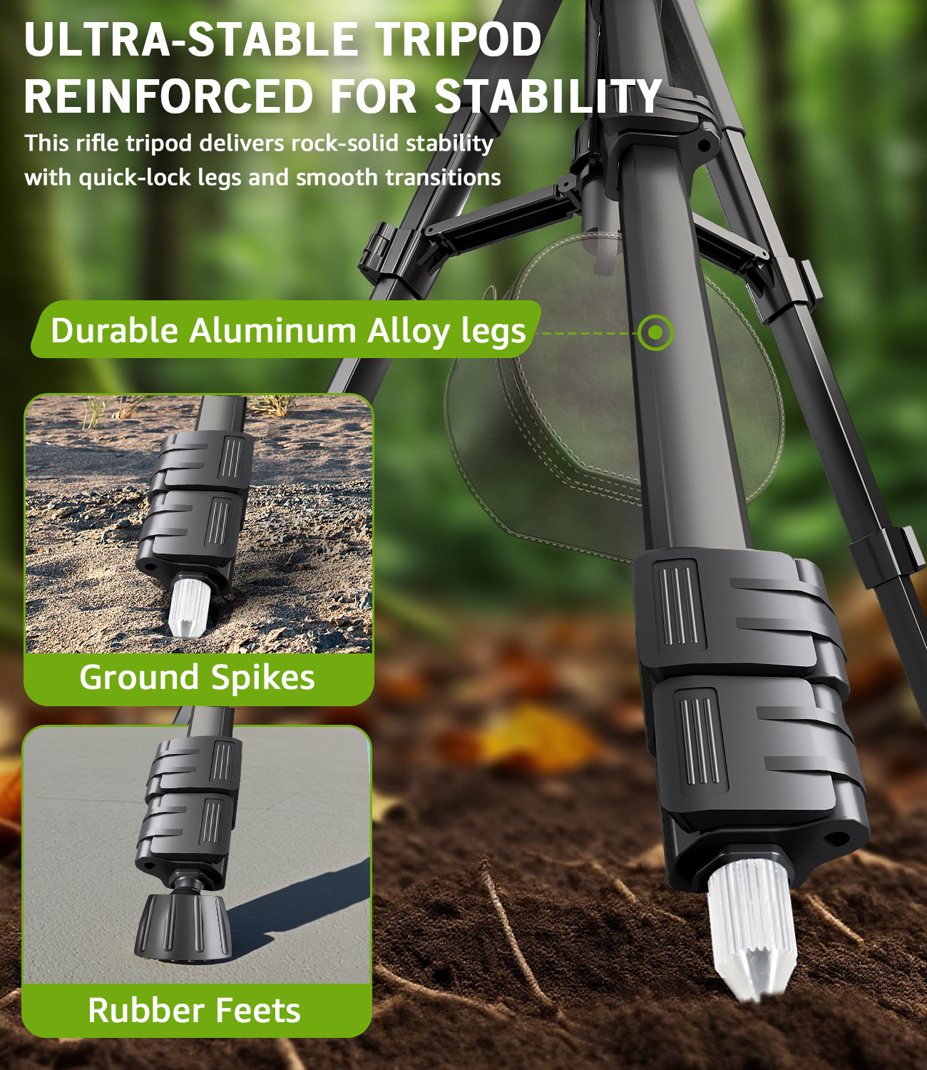 LUSWEIMI Pro-74" Tactical Precision Shooting Tripod – Versatile Heavy-Duty Support for Outdoors & Hunting